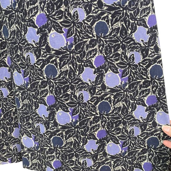 Seasalt Cornwall Blue Leaf Apple Print Corduroy A-line Midi Recital Skirt SZ 6 - Picture 3 of 10
